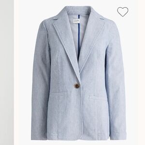 NWT J. Crew Stretch Relaxed Cotton Linen Blazer In Antique Navy Stripe Size 0